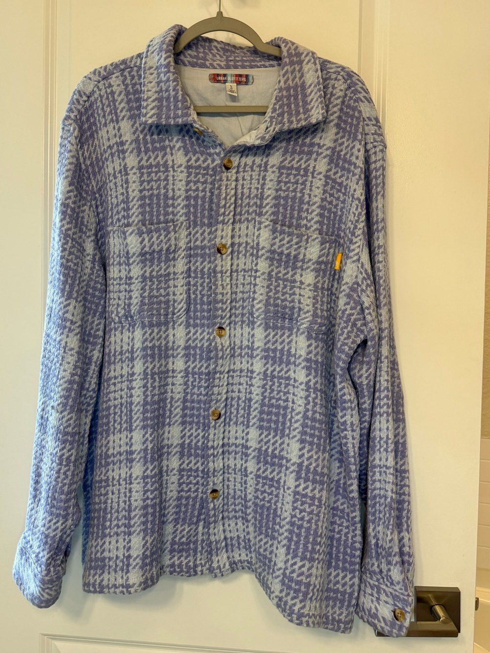 Urban Outfitters Lavender & Light Blue Knit Collared Flannel